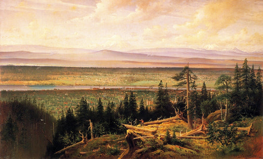 View of Portland, Oregon, vintage artwork by Olof Grafstrom, 12x8" (A4) Poster