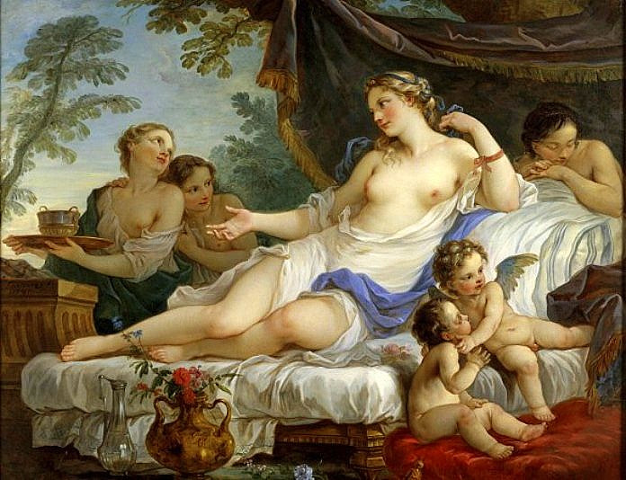 The Awakening of Venus, vintage artwork by Charles-Joseph Natoire, 12x8" (A4) Poster
