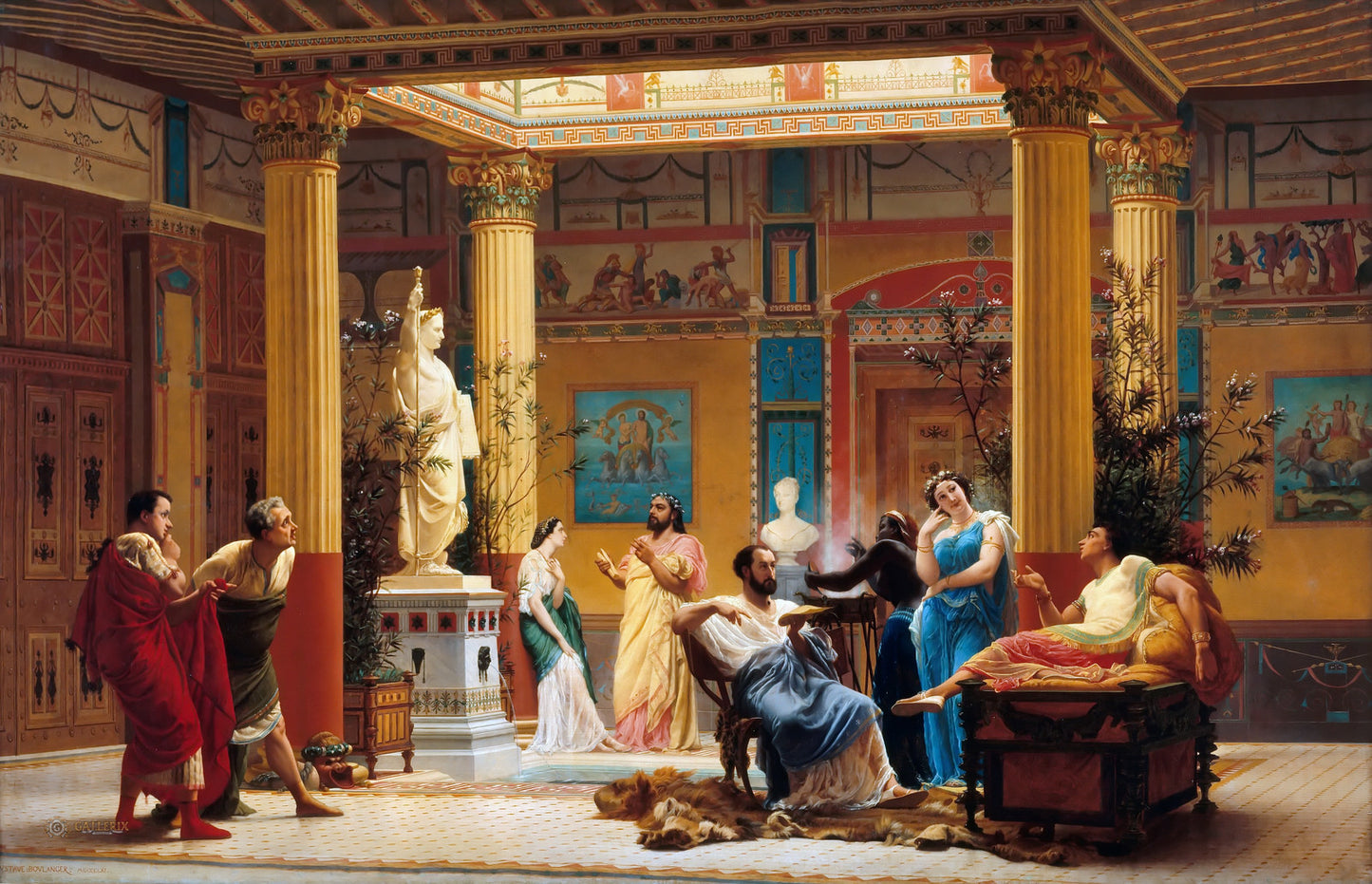 Rehearsal of The Flute Player and The Wife of Diomedes, vintage artwork by Gustave Boulanger, 12x8" (A4) Poster