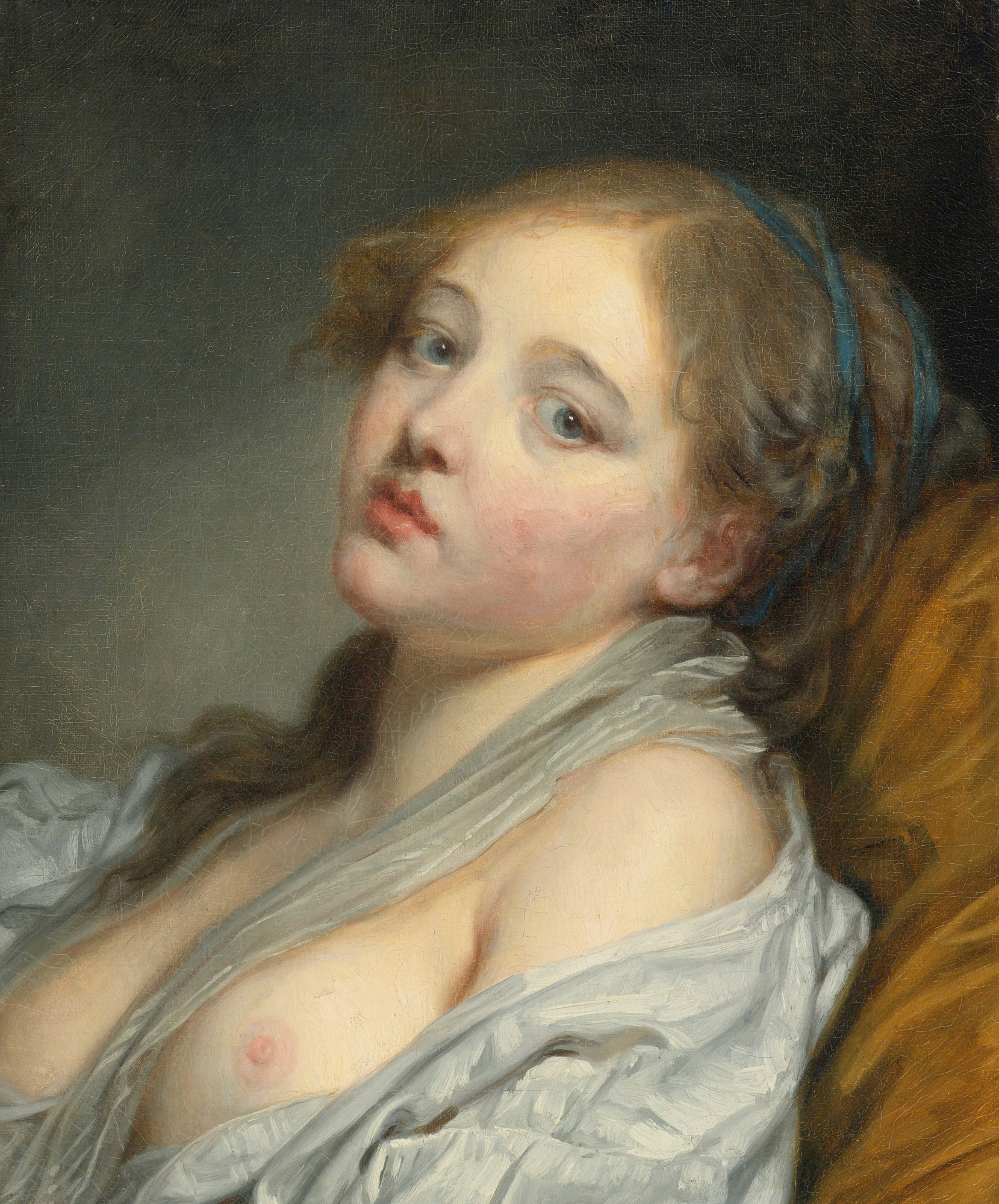 Dreaming Girl, vintage artwork by Jean-Baptiste Greuze, 12x8" (A4) Poster