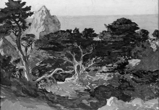 Misty Afternoon, Point Lobos, vintage artwork by Paul Dougherty, 12x8" (A4) Poster