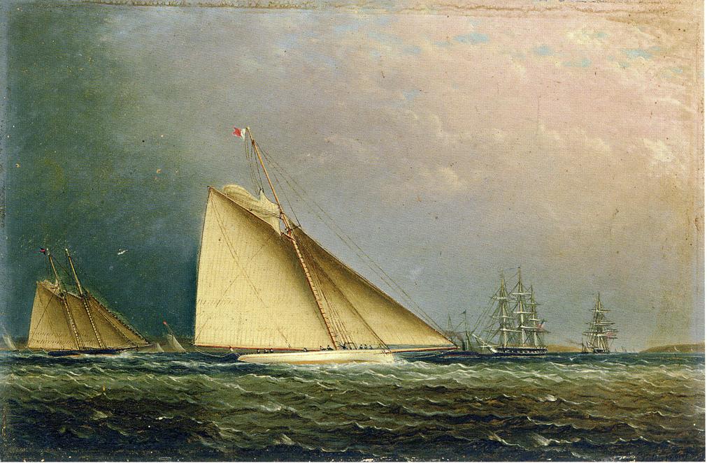 Puritan' Racing Off of Staten Island, vintage artwork by James E. Buttersworth, A3 (16x12") Poster Print