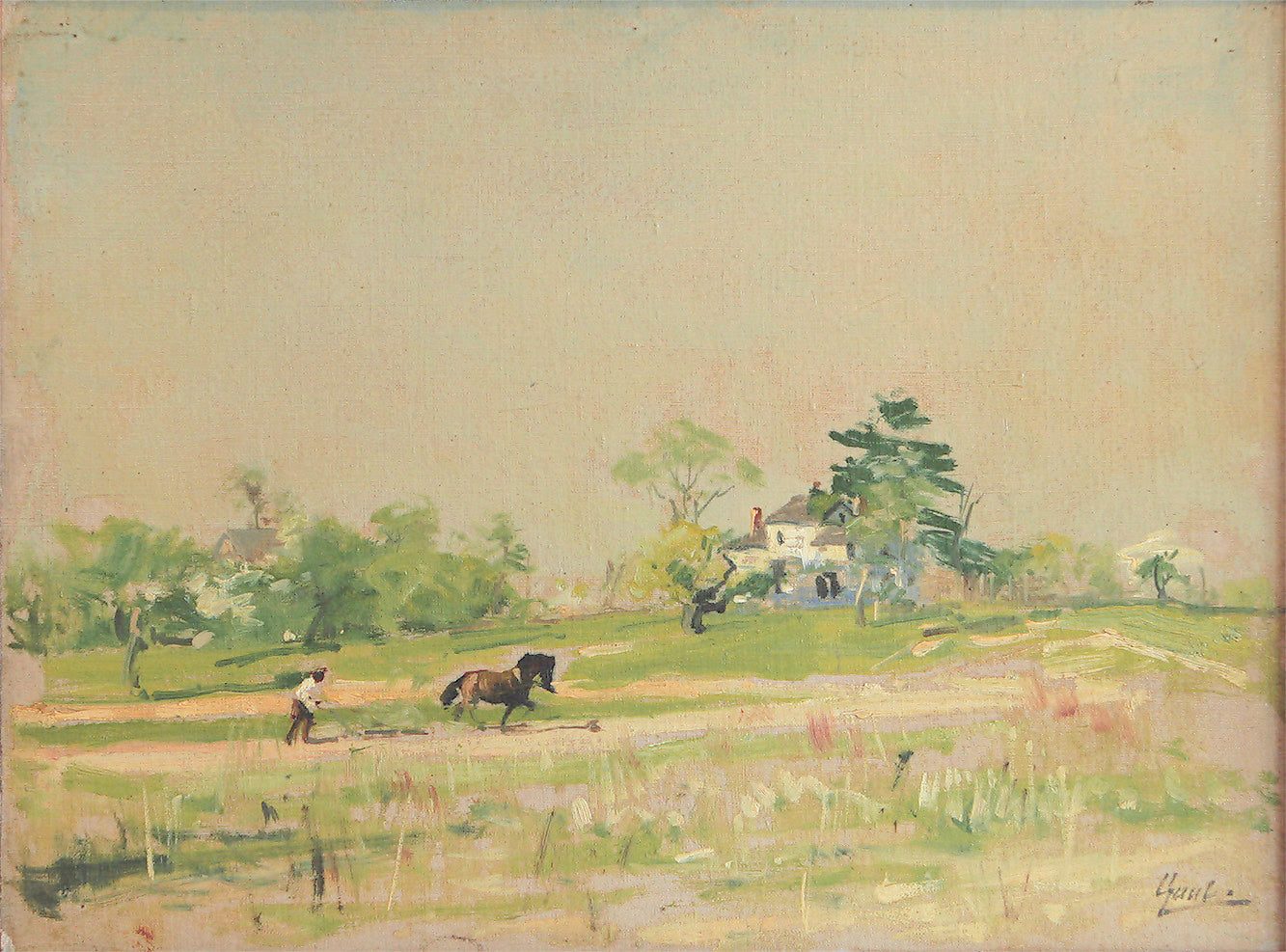 Plowing, vintage artwork by William Gilbert Gaul, 12x8" (A4) Poster