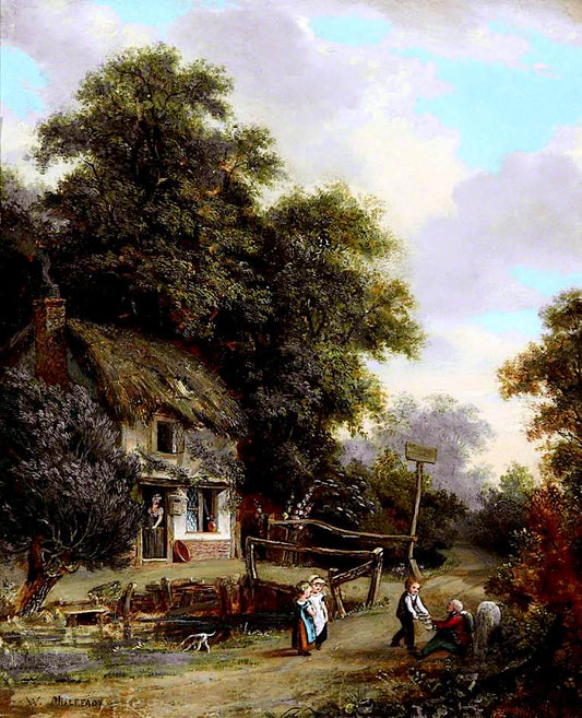 Rustic Charity, vintage artwork by William Mulready, 12x8" (A4) Poster