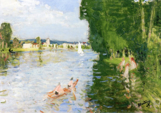 Banks of the River, vintage artwork by Pierre-Eugène Montezin, 12x8" (A4) Poster
