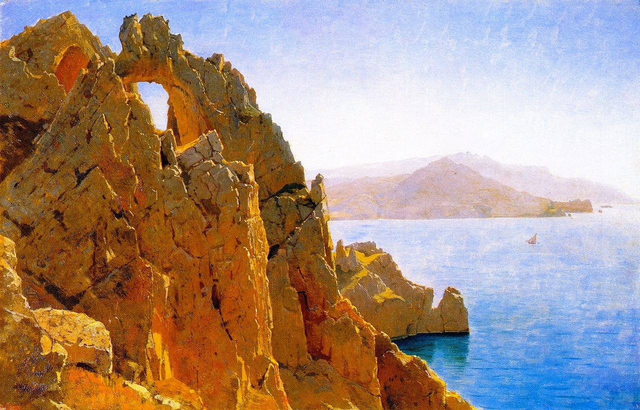 Natural Arch, Capri, vintage artwork by William Stanley Haseltine, 12x8" (A4) Poster