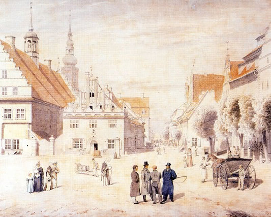 The Marketplace in Greifswald, vintage artwork by Caspar David Friedrich, 12x8" (A4) Poster