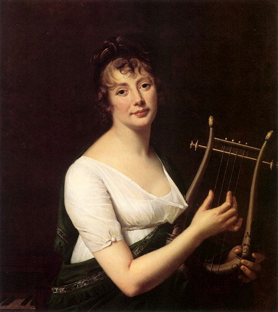 Woman With A Lyre, vintage artwork by Robert Lefèvre, 12x8" (A4) Poster