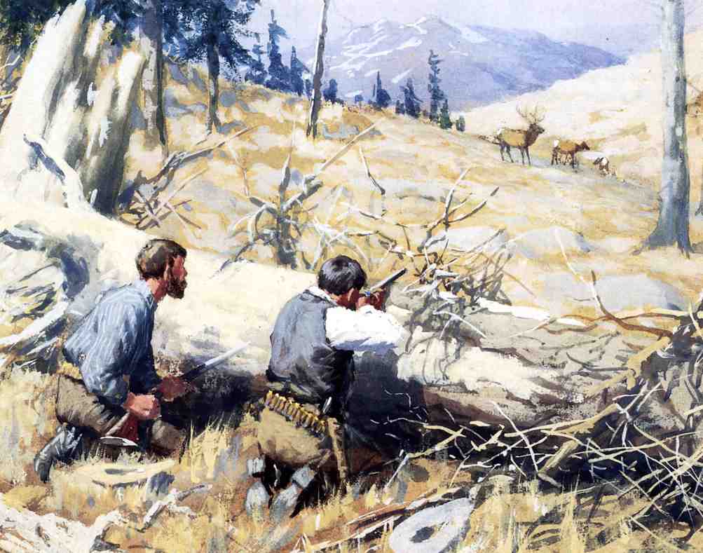 Elk Ahead, vintage artwork by Arthur B. Frost, 12x8" (A4) Poster