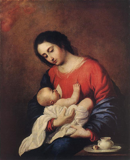 Madonna with Child, vintage artwork by Francisco de Zurbarán, 12x8" (A4) Poster