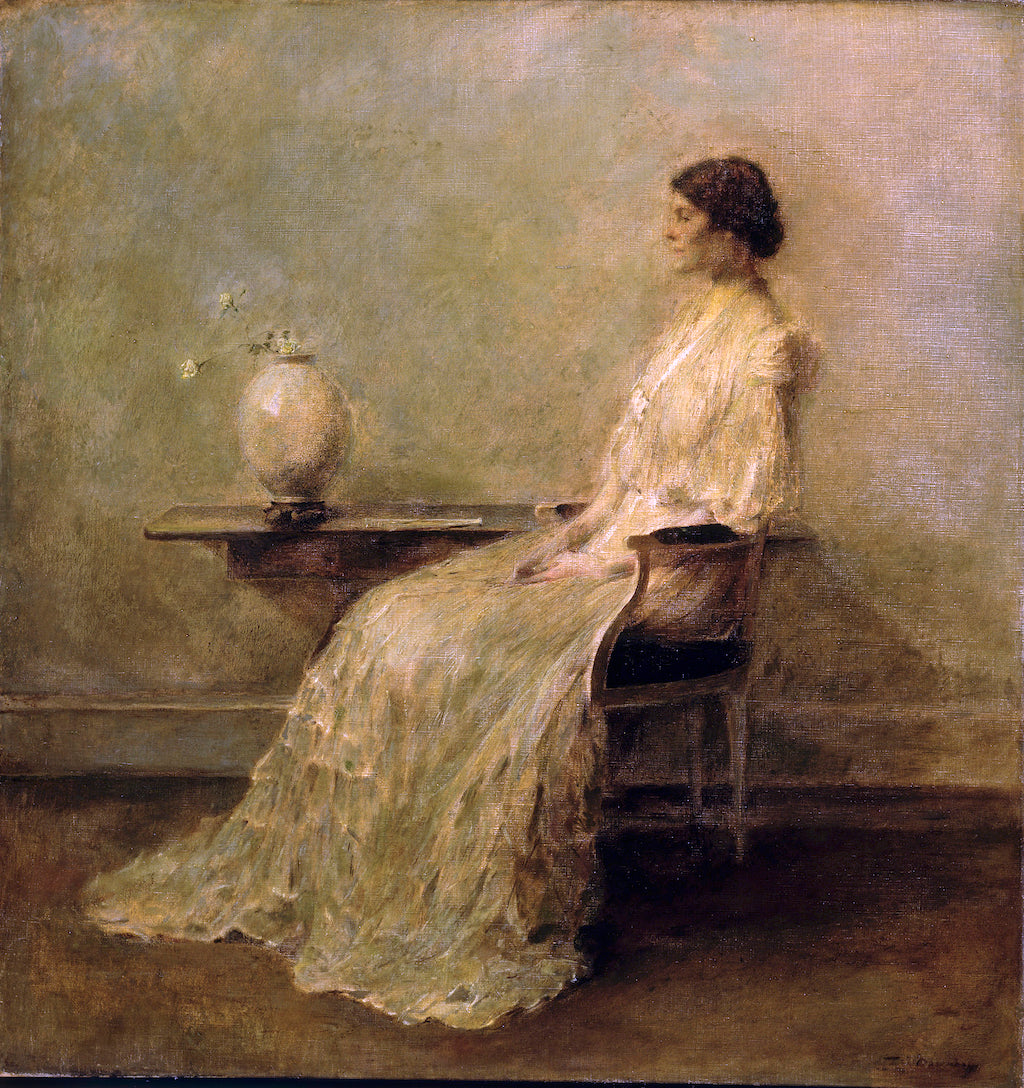 Lady in White (No. 2), vintage artwork by Thomas Wilmer Dewing, 12x8" (A4) Poster