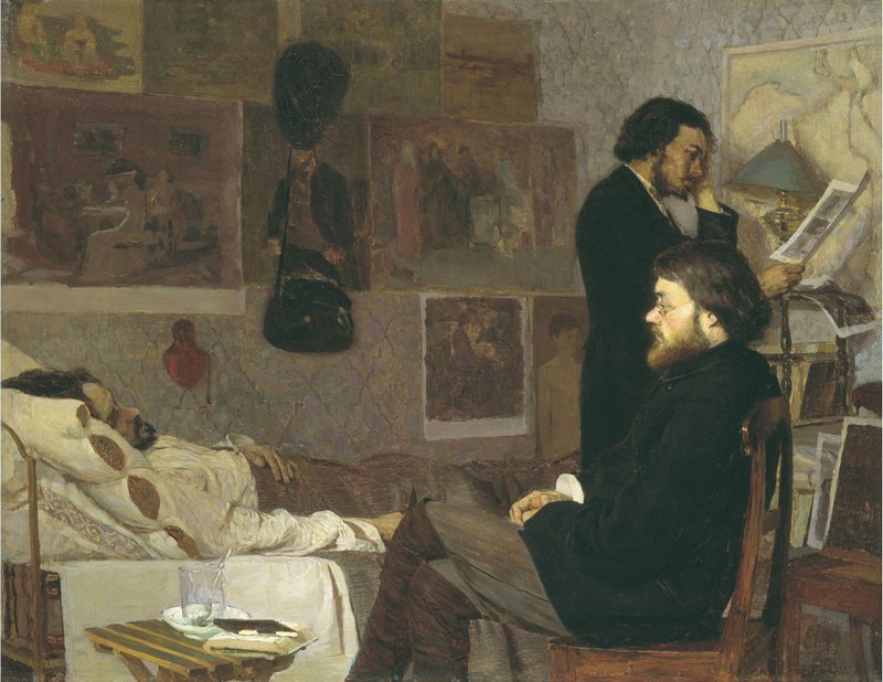 Visiting a Sick Friend by Kiriak Kostandi,A3(16x12")Poster