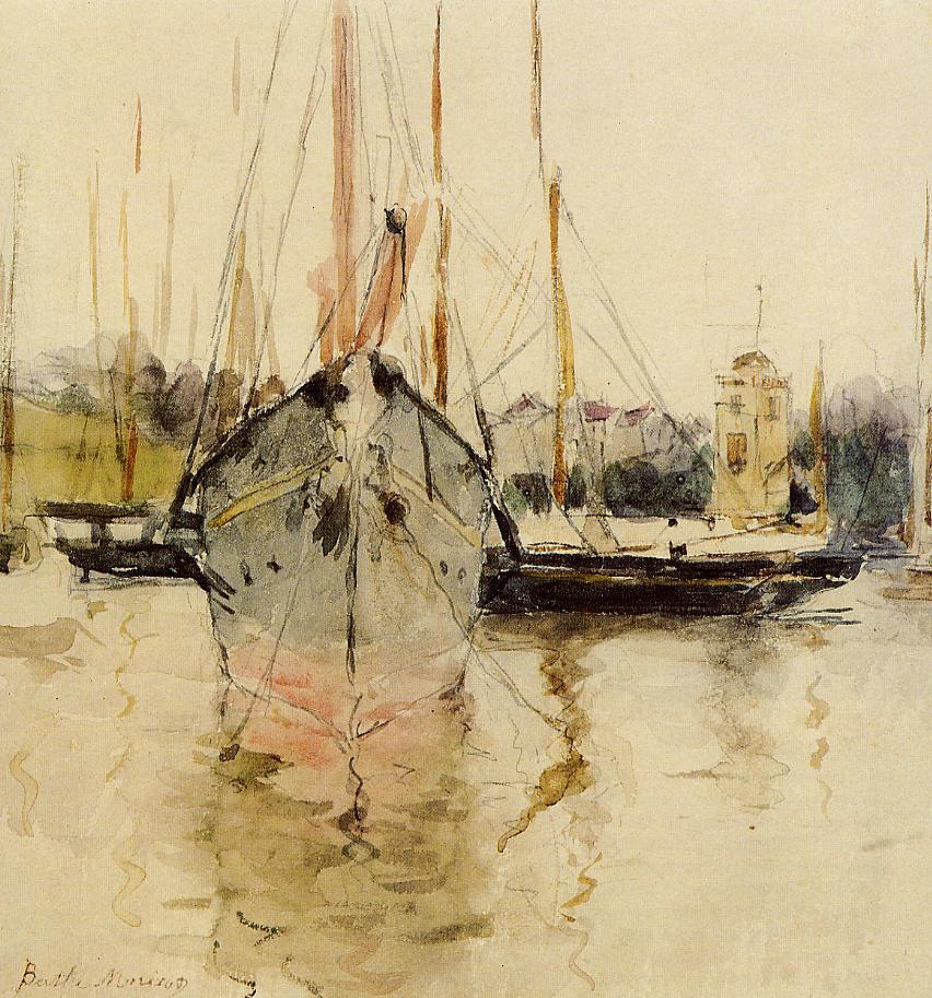 Boats -  Entry to the Medina in the Isle of Wight, vintage artwork by Berthe Morisot, 12x8" (A4) Poster