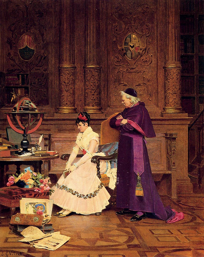 The Reprimand, vintage artwork by Jehan-Georges Vibert, 12x8" (A4) Poster