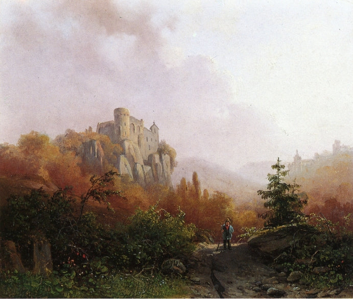 Summer: A Peasant on a Rocky Path, a Ruin in the Background, vintage artwork by Alexander Joseph Daiwaille, A3 (16x12") Poster Print