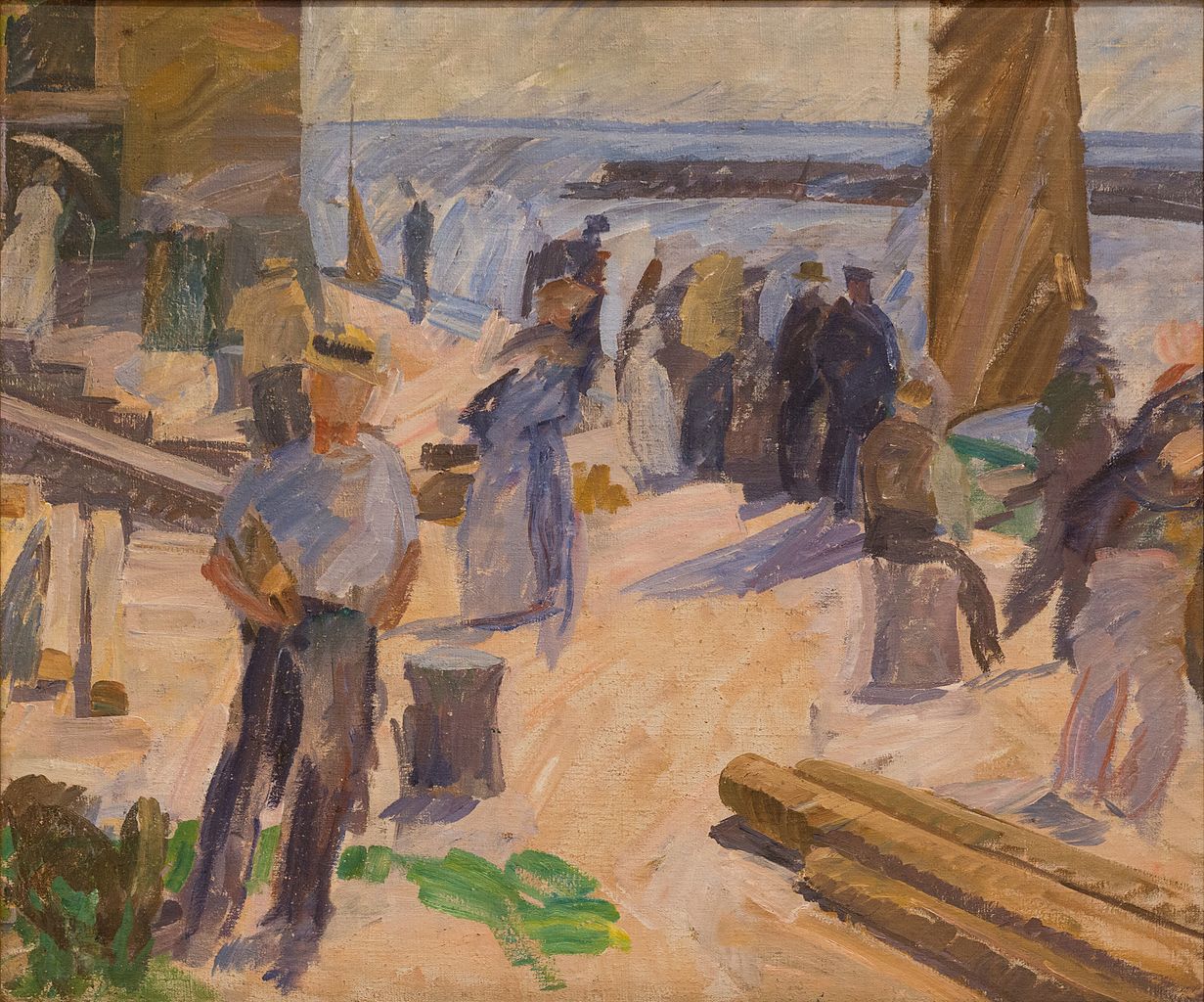 Postbåden kommer. Christiansø (The Mail Boat Arriving at Christiansø), vintage artwork by Edvard Weie, 12x8" (A4) Poster