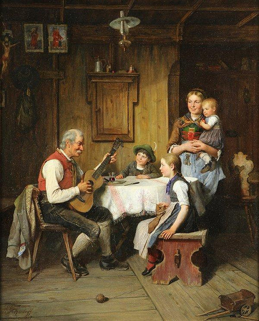 A Family Gathering, vintage artwork by Paul Felgentreff, 12x8" (A4) Poster