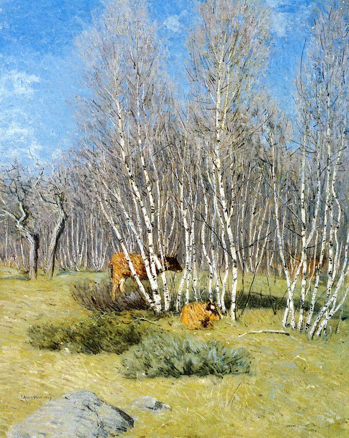 The Birches, vintage artwork by Julian Alden Weir, 12x8" (A4) Poster