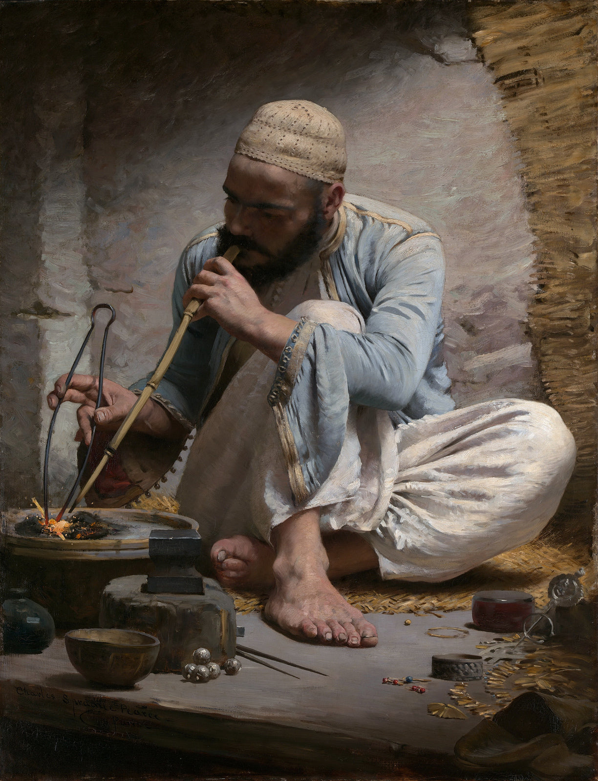 Arab Jeweller, vintage artwork by Charles Sprague Pearce, 12x8" (A4) Poster