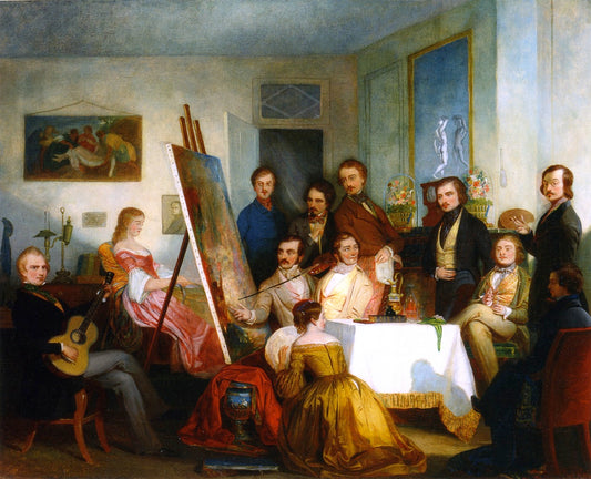 A Studio Reception, vintage artwork by Thomas P. Rossiter, A3 (16x12") Poster Print