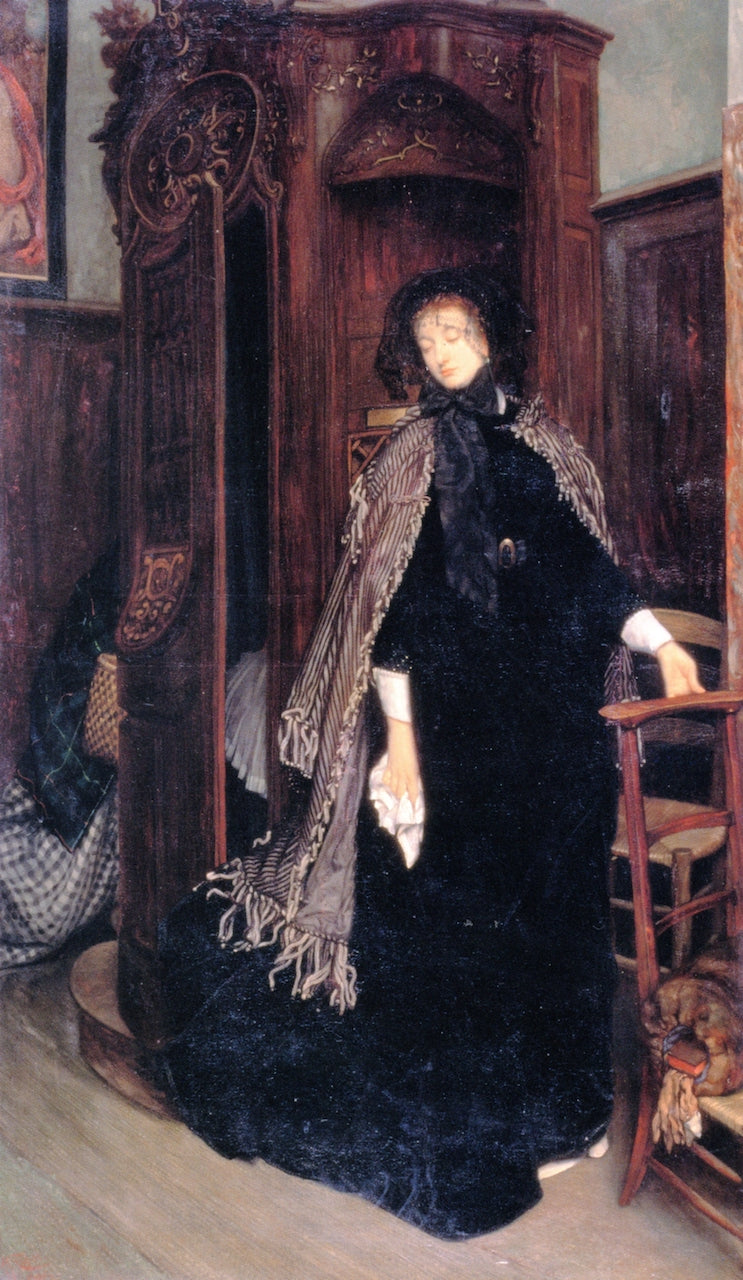 Leaving the Confessional, vintage artwork by James Tissot, 12x8" (A4) Poster