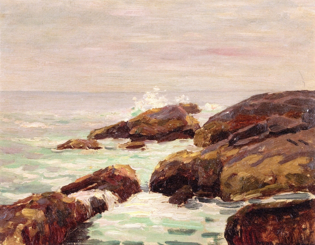 Monhegan Surf and Rocks by Woodhull Adams,A3(16x12")Poster