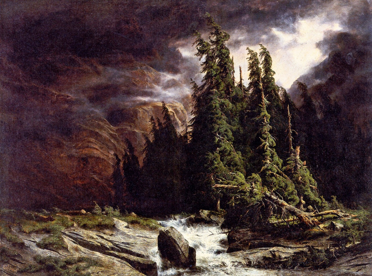 The Thunderstorm at Handeck, vintage artwork by Alexandre Calame, 12x8" (A4) Poster
