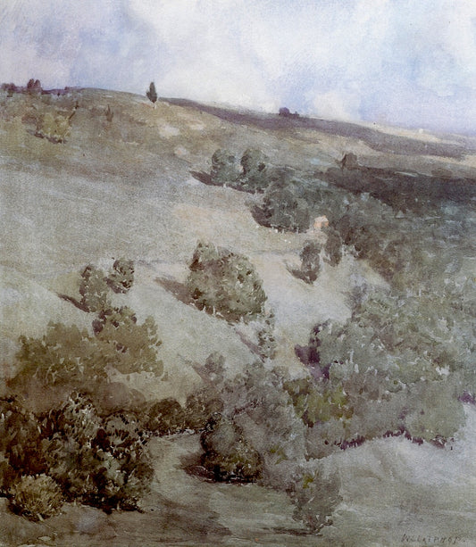 Hillside Patterns, vintage artwork by William Langson Lathrop, 12x8" (A4) Poster