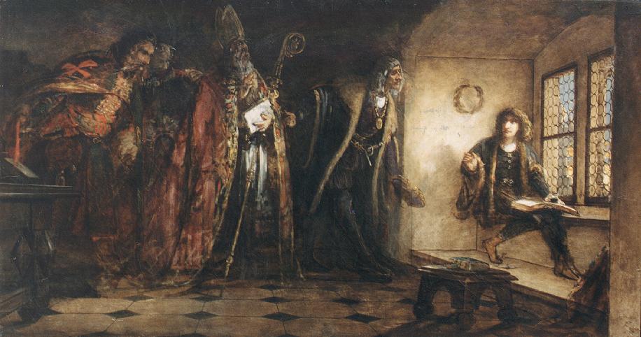 Czech King Podjebrad Introduces Matthias to the Hungarian Delegates, vintage artwork by Viktor Madarász, 12x8" (A4) Poster