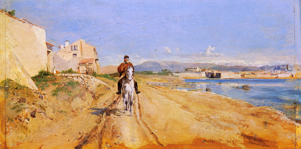 Self-Portrait, Along The Route De La Salice, Antibes, vintage artwork by Jean-Louis Ernest Meissonier, A3 (16x12") Poster Print