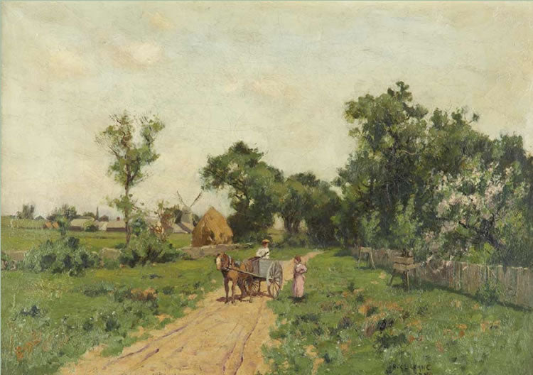 Along Egypt Lane, East Hampton, vintage artwork by Bruce Crane, 12x8" (A4) Poster