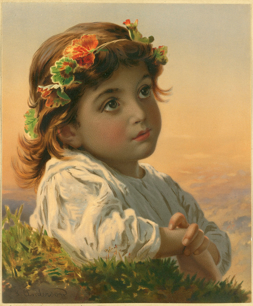 Dreaming Daisy, vintage artwork by Sophie Gengembre Anderson, 12x8" (A4) Poster