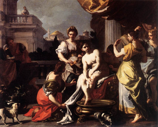 Bathsheba Bathing, vintage artwork by Francesco Solimena, 12x8" (A4) Poster
