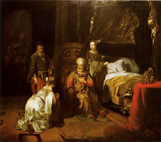 David Promises Bathsheba that Solomon will be His Successor, vintage artwork by Gerbrand van den Eeckhout, 12x8" (A4) Poster