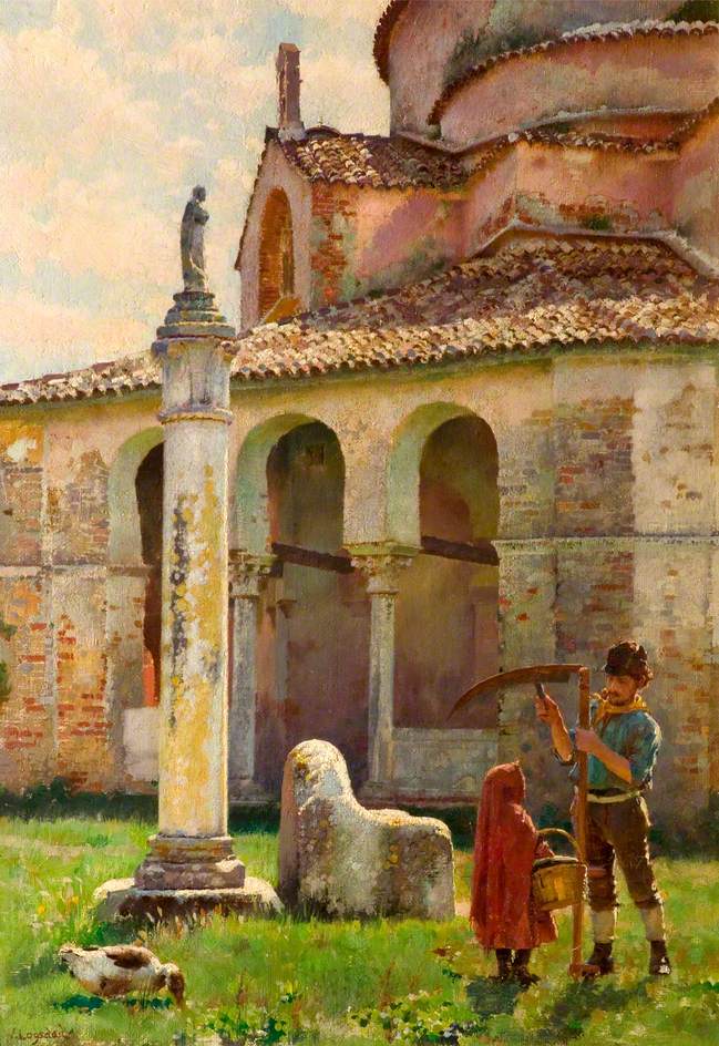by zantine Church at Torcello, vintage artwork by William Logsdail, 12x8" (A4) Poster