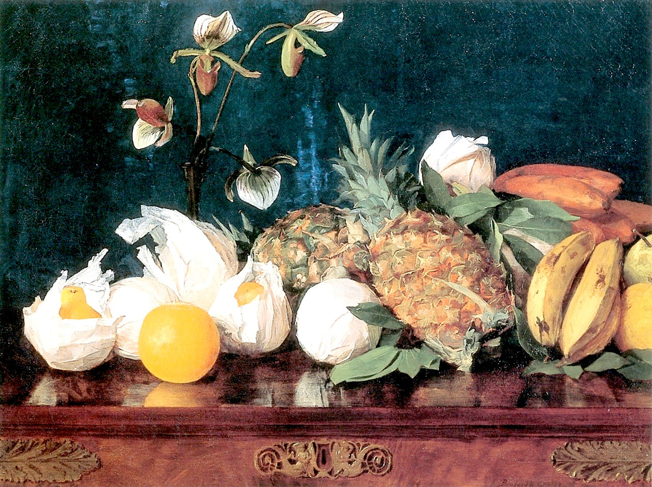 Fruit and Flowers on a Tabletop by Alberta Binford McCloskey,A3(16x12")Poster