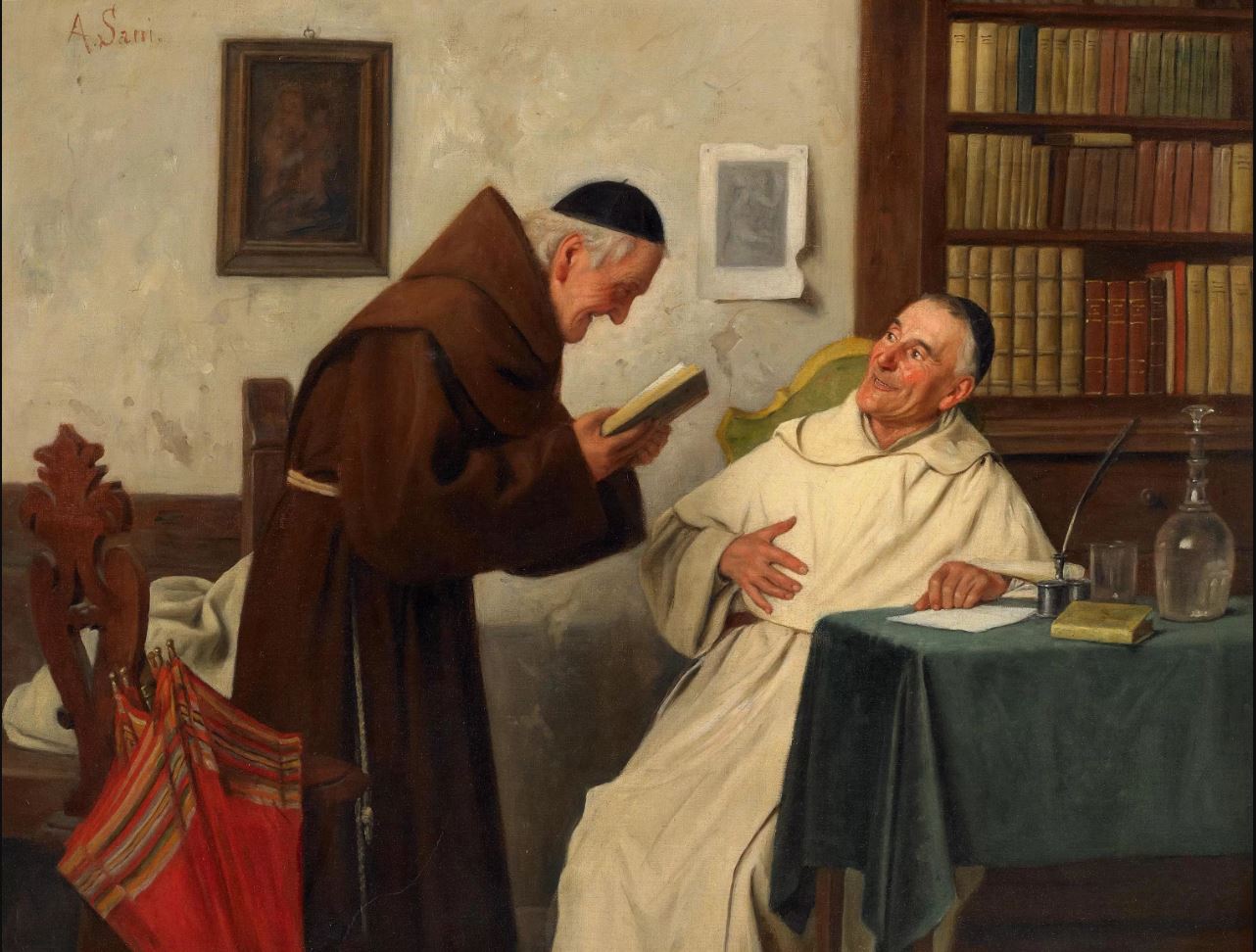 At the Library, vintage artwork by Alessandro Sani, 12x8" (A4) Poster