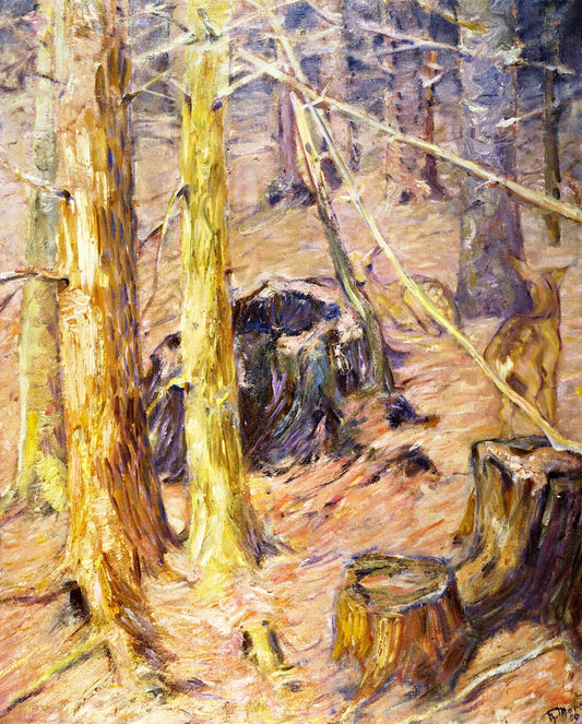 Forest Interior with Deer, vintage artwork by Franz Marc, 12x8" (A4) Poster