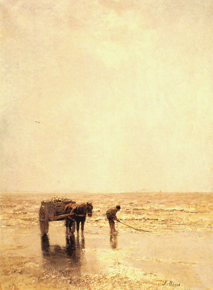 Collecting Shellfish, vintage artwork by Jacob Maris, 12x8" (A4) Poster