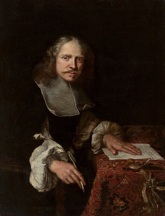 Portrait of a man writing a letter, vintage artwork by Jacobus Leveck, 12x8" (A4) Poster