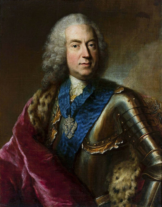 Portrait of Karl August Rex, vintage artwork by Georg Desmarees, 12x8" (A4) Poster
