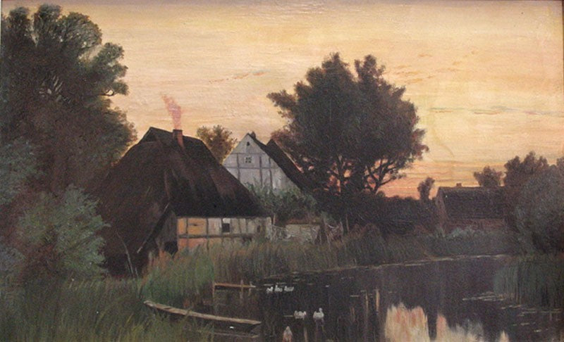 Mecklenburg village at dusk by Walter Moras,A3(16x12")Poster