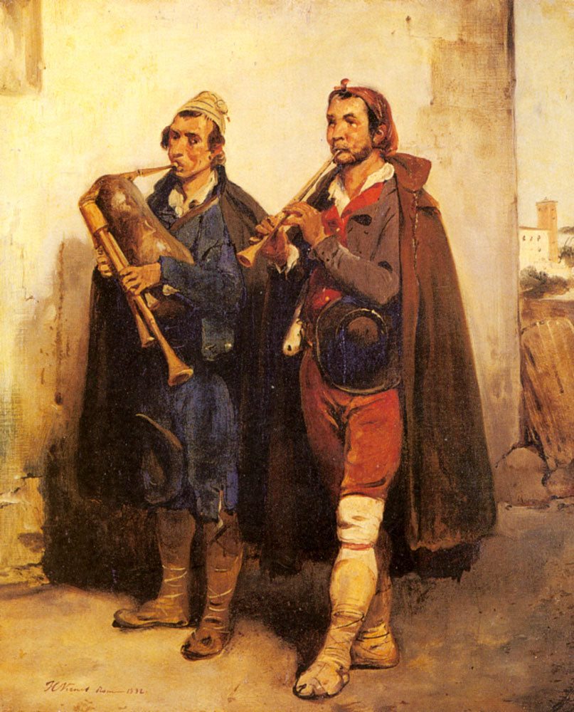Village Musicians, vintage artwork by Horace Vernet, A3 (16x12") Poster Print