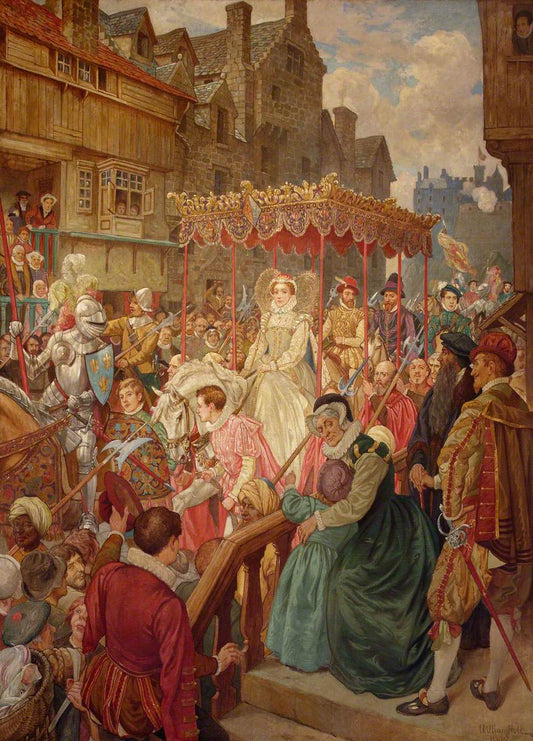 The State Entry of Queen Mary into Edinburgh, 1561, vintage artwork by William Brassey Hole, 12x8" (A4) Poster