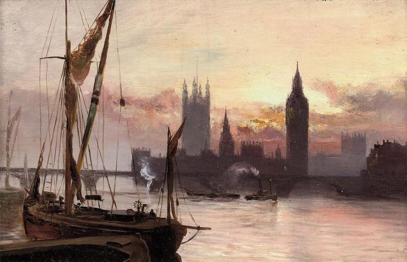  of Parliament from across the Thames by George Hyde Pownall,16x12(A3) Poster