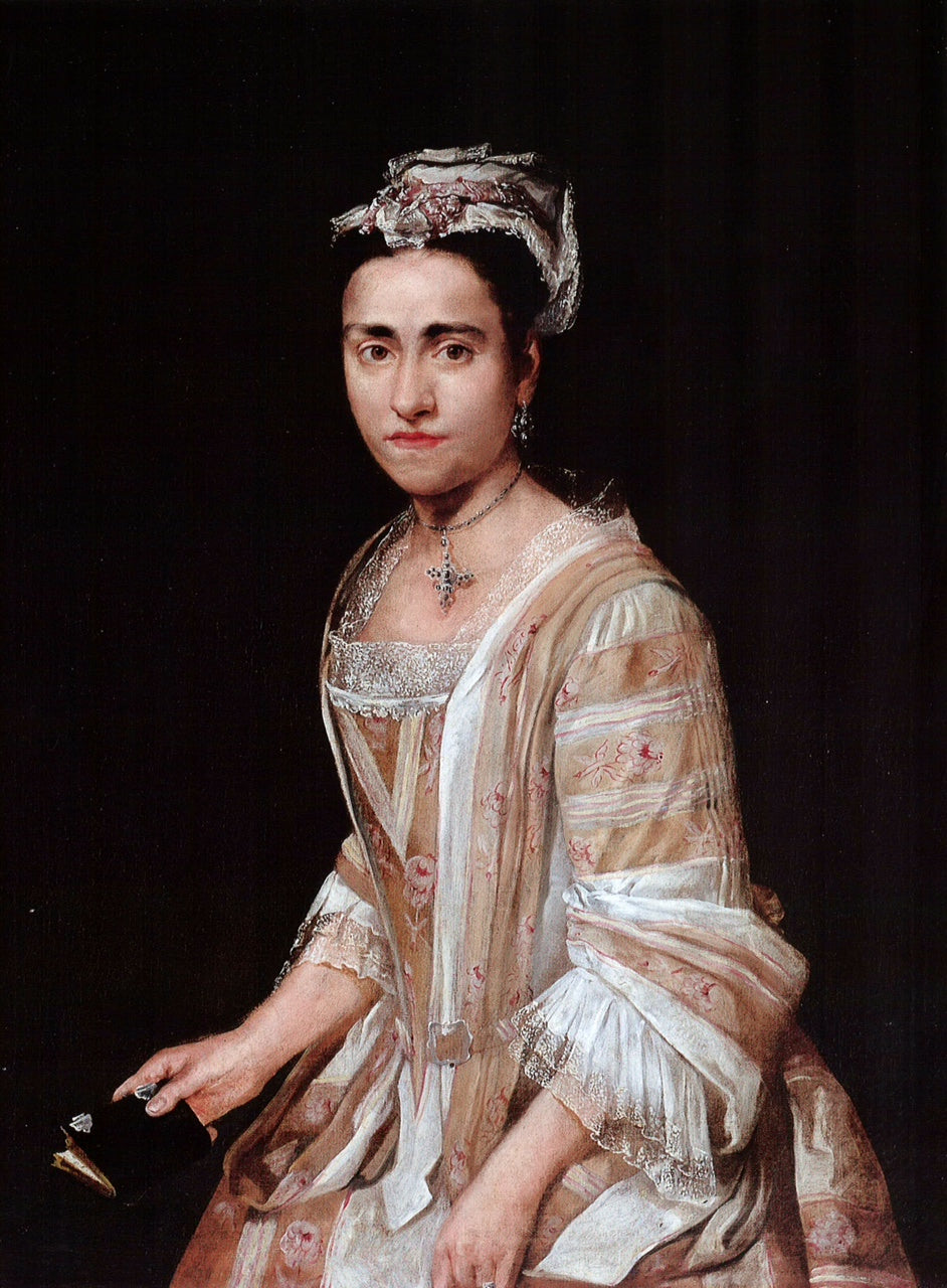 Ritratto di gentildonna Clelia-Calini-Martinengo di Villagana, vintage artwork by Giacomo Ceruti, 12x8" (A4) Poster
