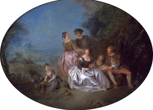 The Offer of Flowers, vintage artwork by Jean-Baptiste Pater, 12x8" (A4) Poster