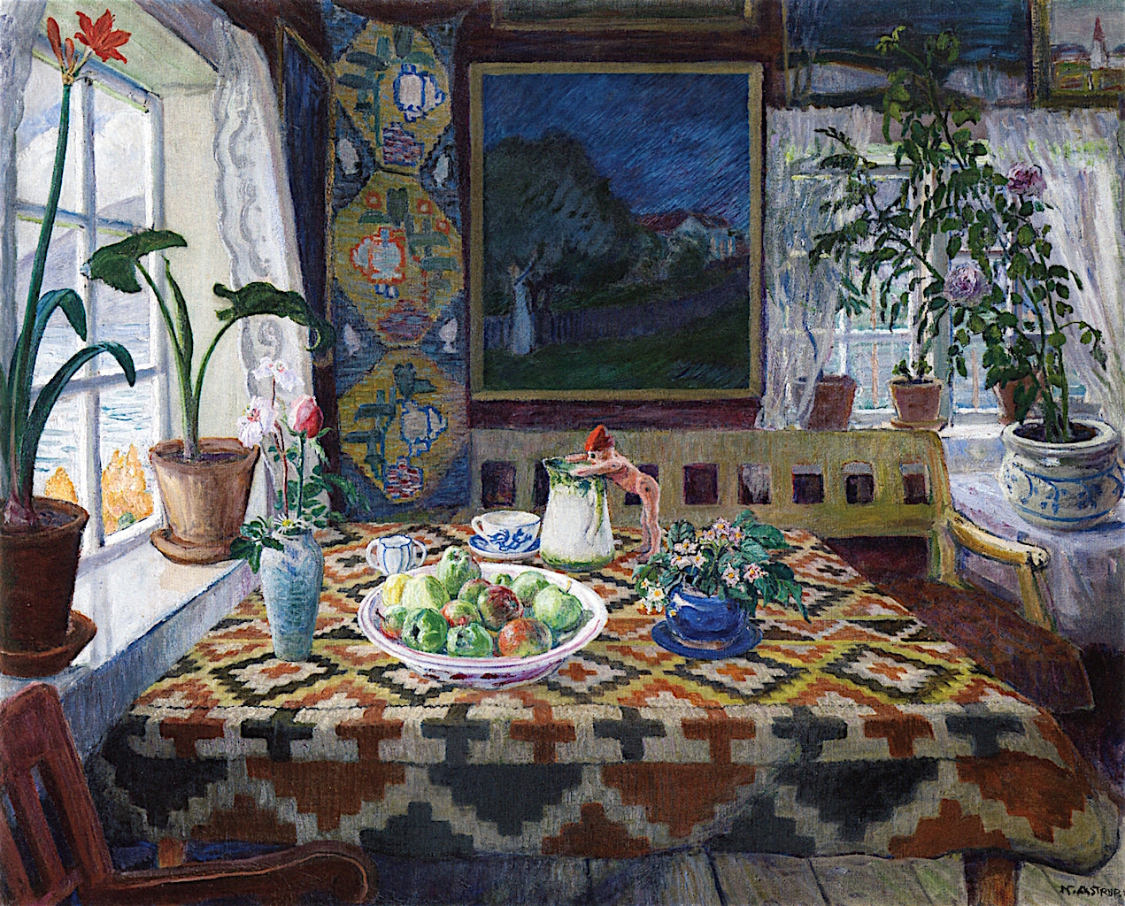 or Still Life: Living Room at Sandalstrand by Nicolai Astrup,16x12(A3) Poster