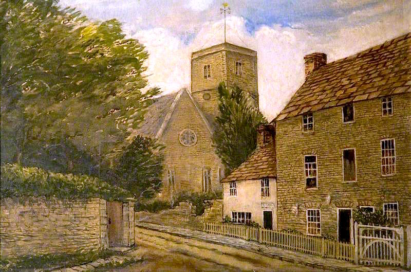 Church Bridge Cottages, Swanage, Dorset, vintage artwork by Frederick John Cleall, 12x8" (A4) Poster