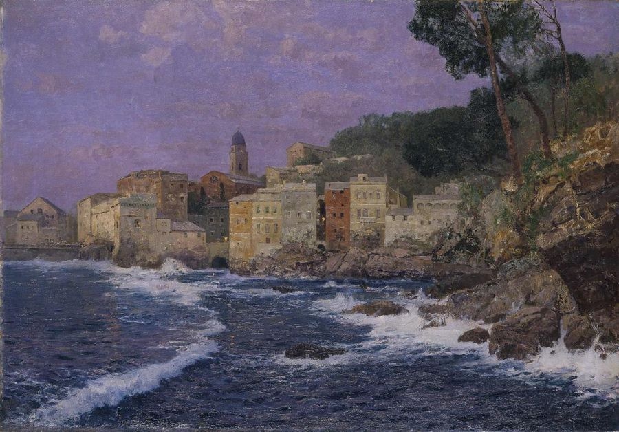 City on the Riviera, vintage artwork by Alfred Zoff, 12x8" (A4) Poster